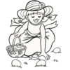 Girl hiding Easter eggs coloring page