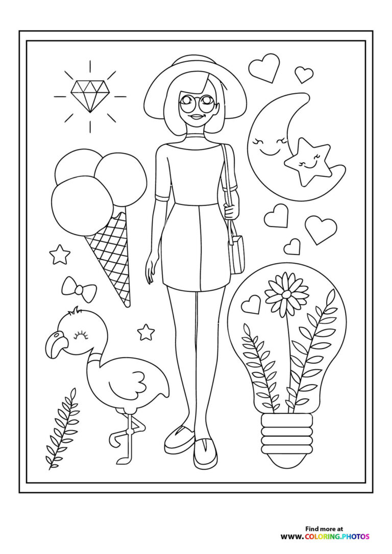 Girl in hat - Coloring Pages for kids