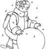 Girl making a snowman coloring page