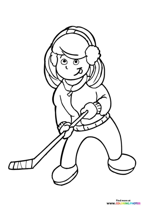 Girl playing ice hockey