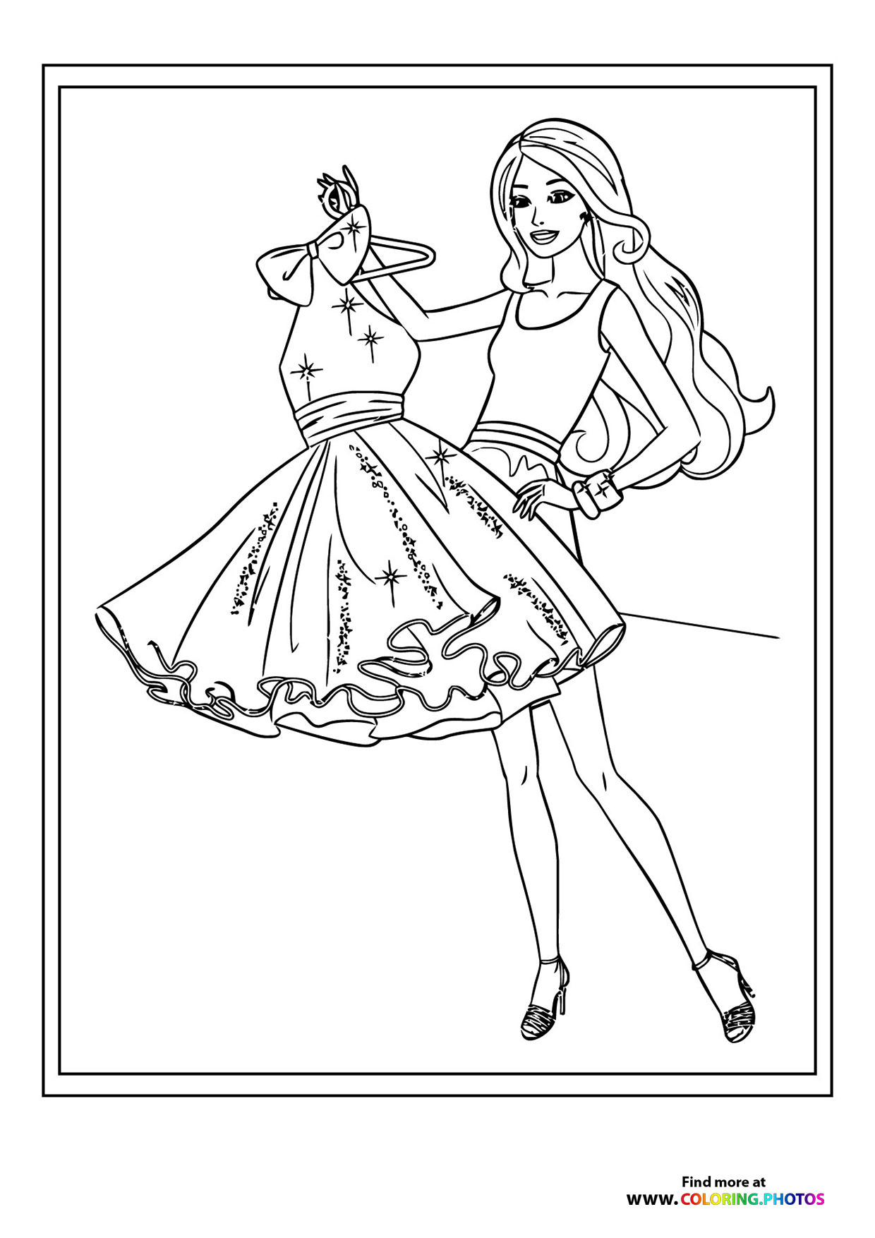 Girl trying dress - Coloring Pages for kids