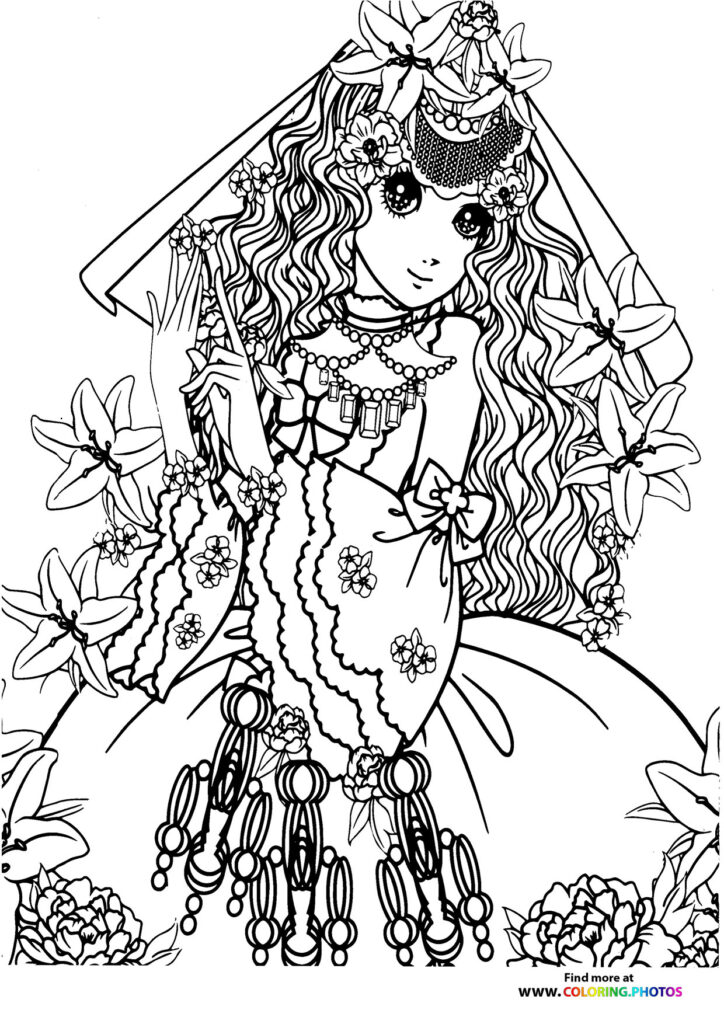 Wolf in flowers coloring page for adults - Coloring Pages for kids