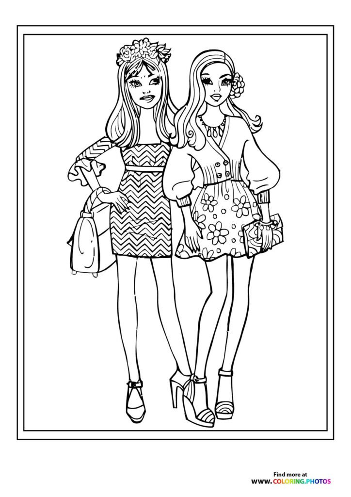 Girls with purses - Coloring Pages for kids