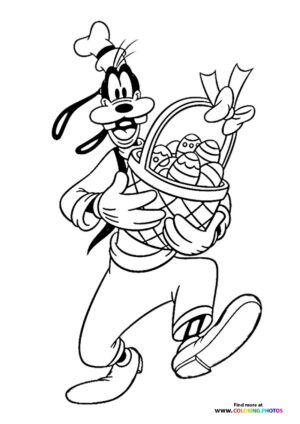 Goofy with Easter basket coloring page