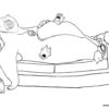 Grizzy on sofa with Lemmings coloring page