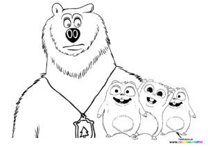 Grizzy watching Lemmings coloring page