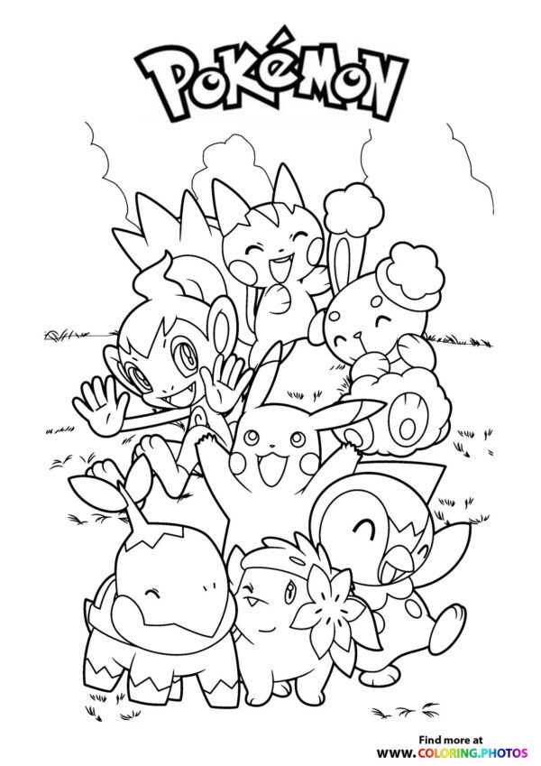 Pokemon gang - Pokemon coloring page