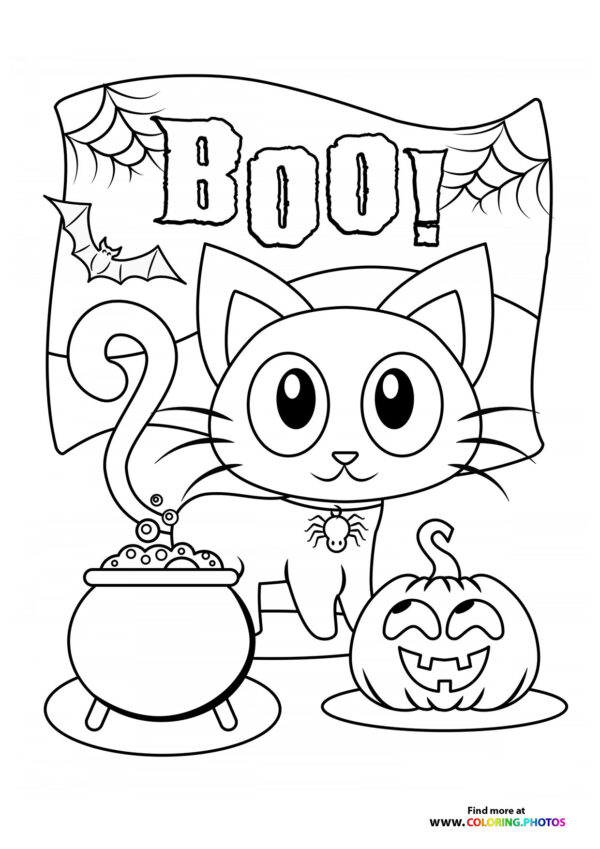 Halloween Kitty coloring page
