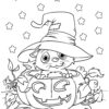 Hallween cat in a pumpkin coloring page