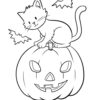 Hallween cat on a pumpkin coloring page
