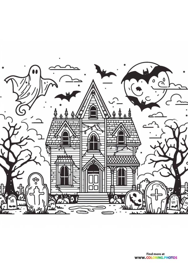 Halloween mansions - Coloring Pages for kids | Free print or download