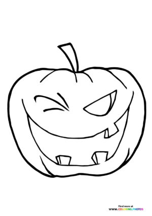 Winking halloween pumpkin coloring page