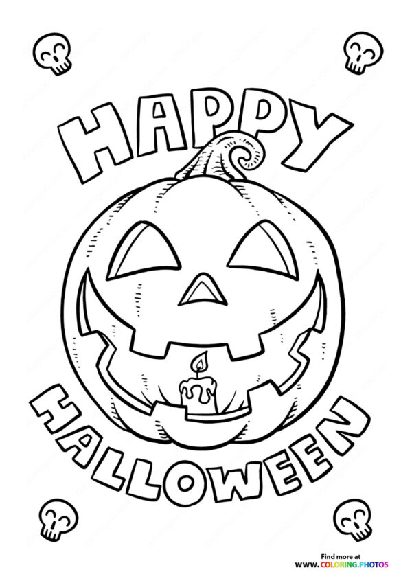 Happy halloween pumpkin coloring page