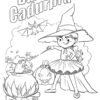 Halloween witch using magic coloring page