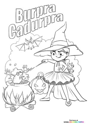 Halloween witch using magic coloring page