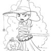 Halloween witch being tied up coloring page
