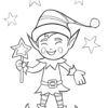 Cute Christmas elf smiling coloring page