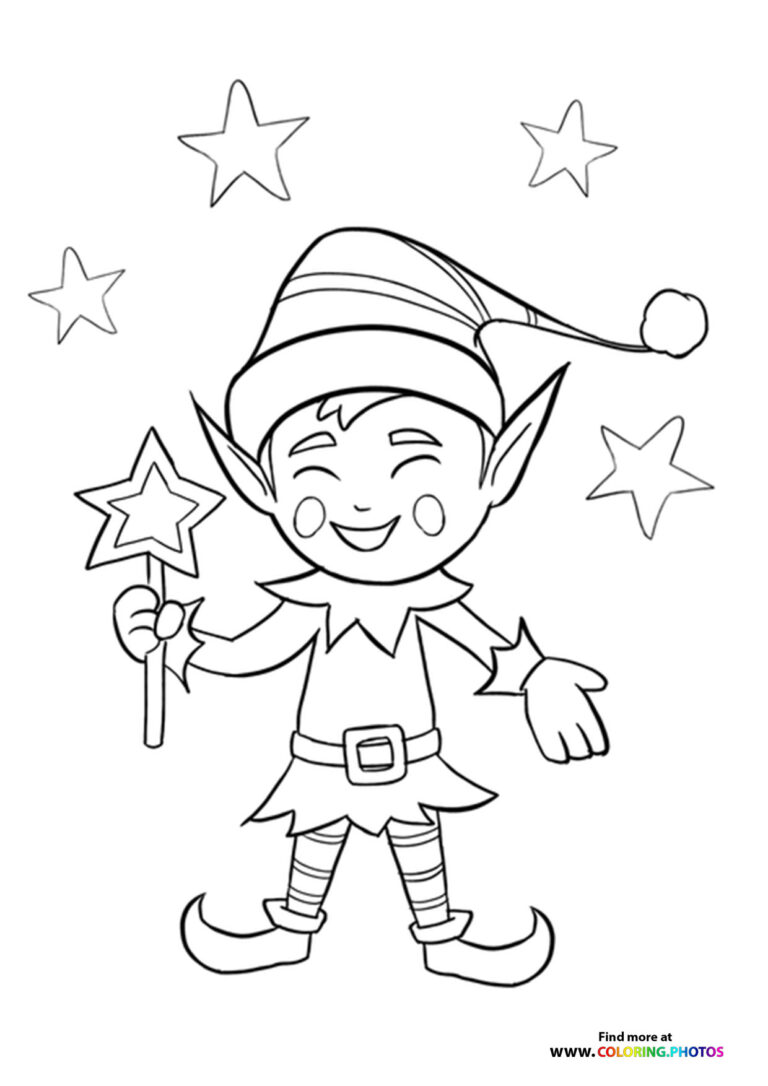 Christmas elves Coloring Pages for kids Free and easy print