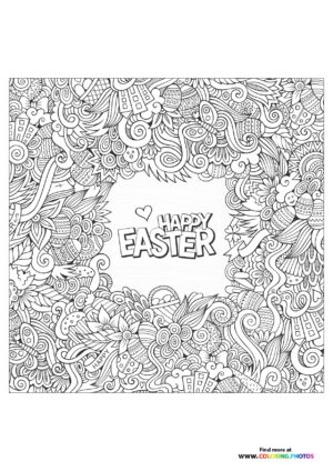 Happy Easter for adults coloring page