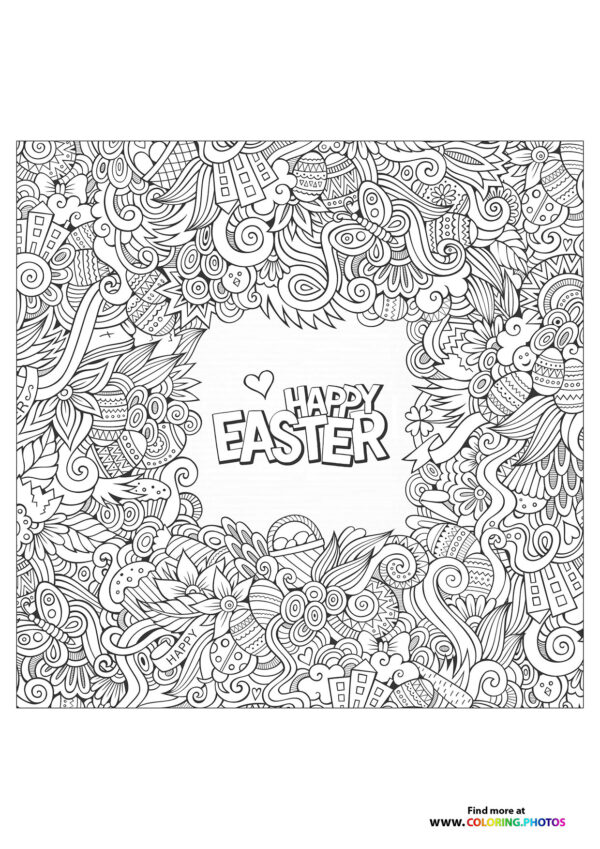 Happy Easter for adults coloring page