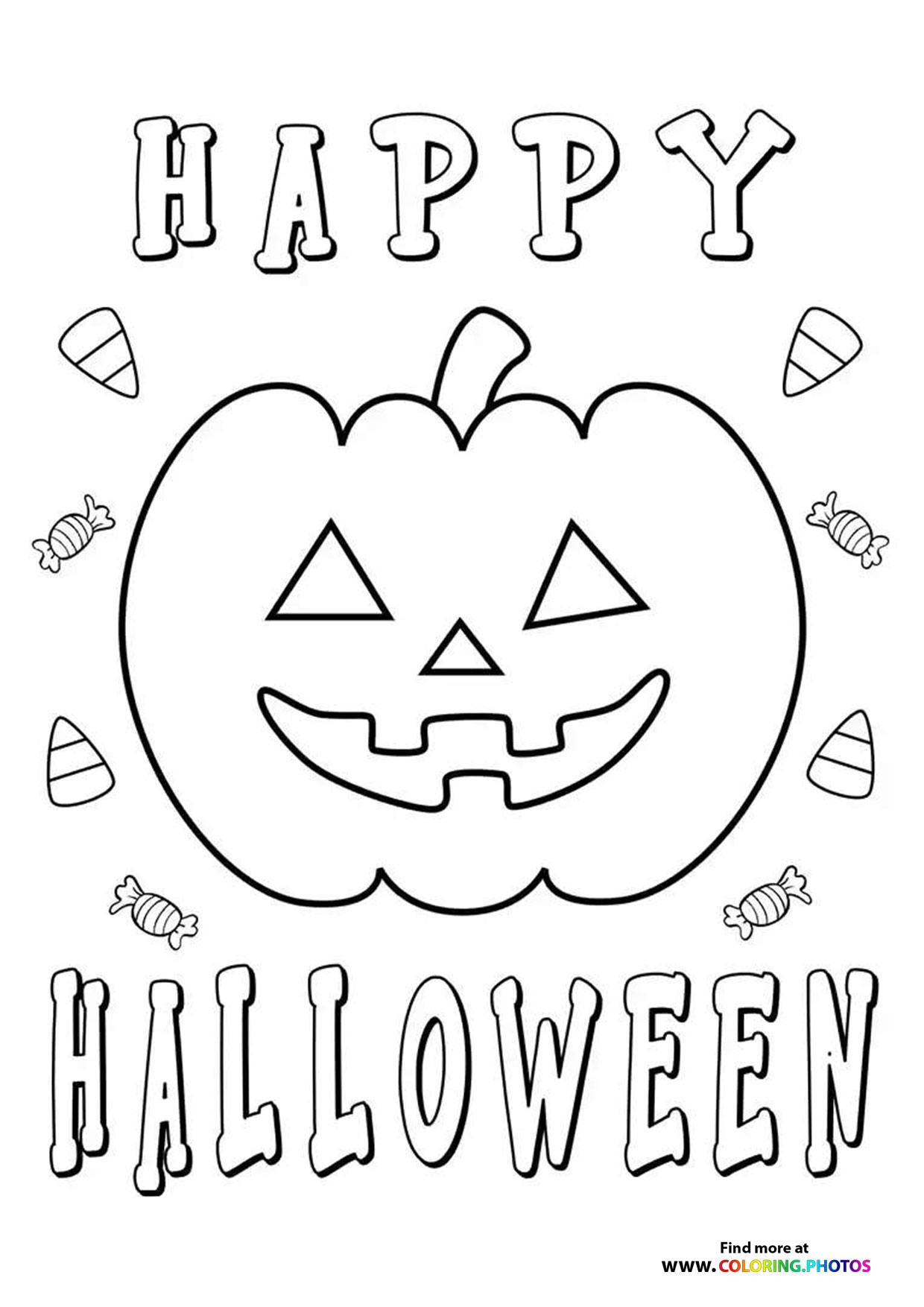 Happy Halloween Pumpkins Coloring