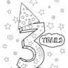 Happy 3rd birthday coloring page