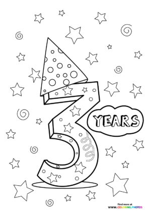 Happy 3rd birthday coloring page