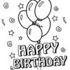 Happy Birthday ballons coloring page