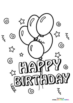 Happy Birthday ballons coloring page