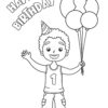 Happy Birthday boy with ballons coloring page