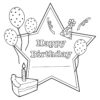 Happy birthday card coloring page