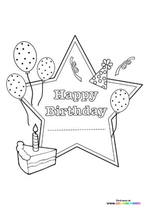 Happy birthday card coloring page