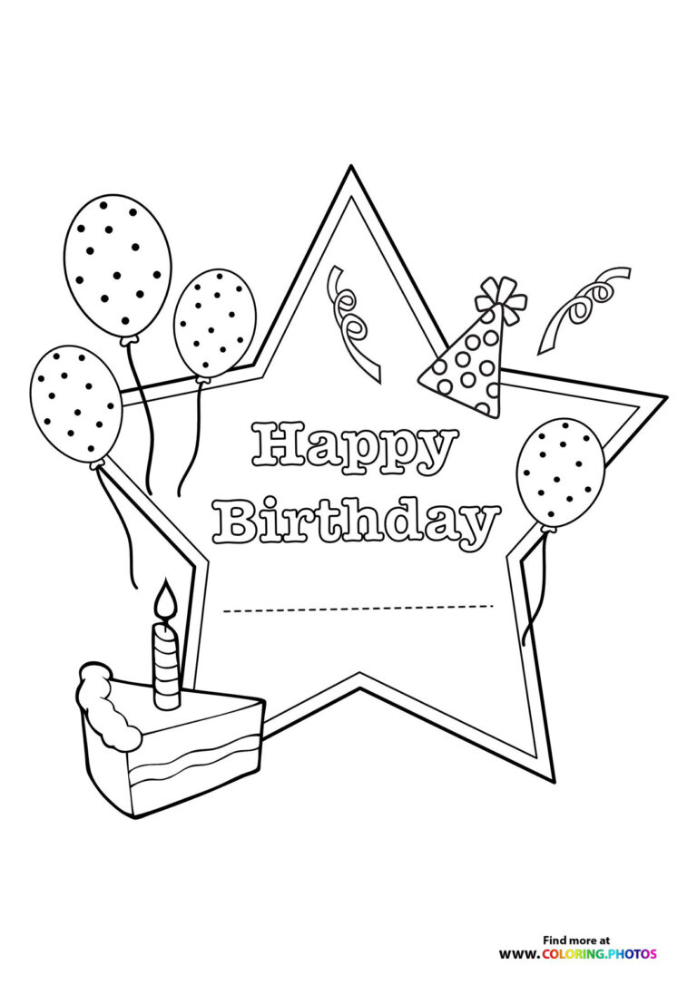Happy birthday card - Coloring Pages for kids