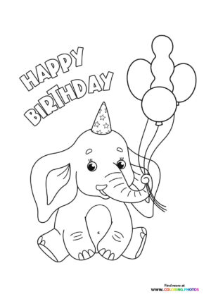 Birthday Elephant coloring page