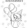 Birthday girl with stars coloring page
