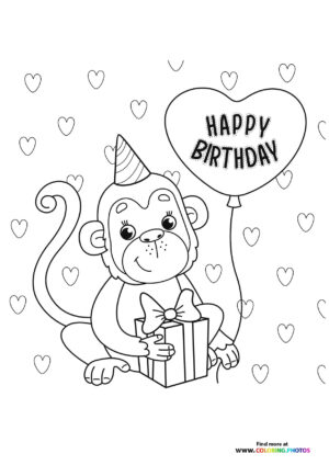 Birthday Monkey coloring page
