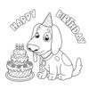 Birthday Dog coloring page