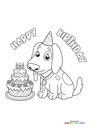 Birthday Dog coloring page