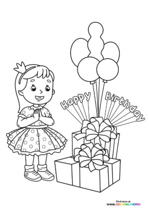 Happy Birthday girl coloring page