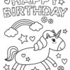 Birthday Unicorn coloring page