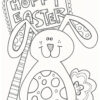 Happy Easter bunny doodle coloring page