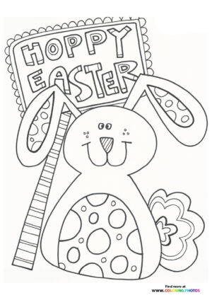 Happy Easter bunny doodle coloring page