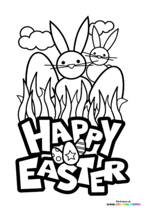 Happy Easter from bunnys coloring page