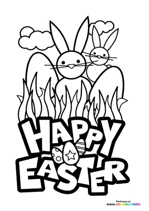 Happy Easter from bunnys coloring page