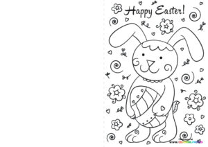 Happy Easter card coloring page