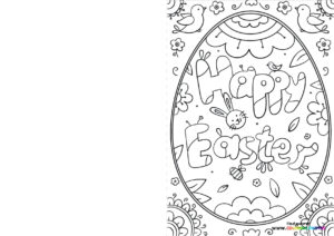 Happy Easter egg card coloring page