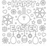 Happy Easter flowers coloring page