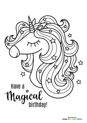 Magical Unicorn Birthday coloring page