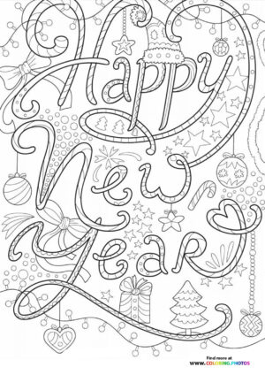 Happy New Year coloring page