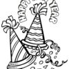Happy New Year party hats coloring page